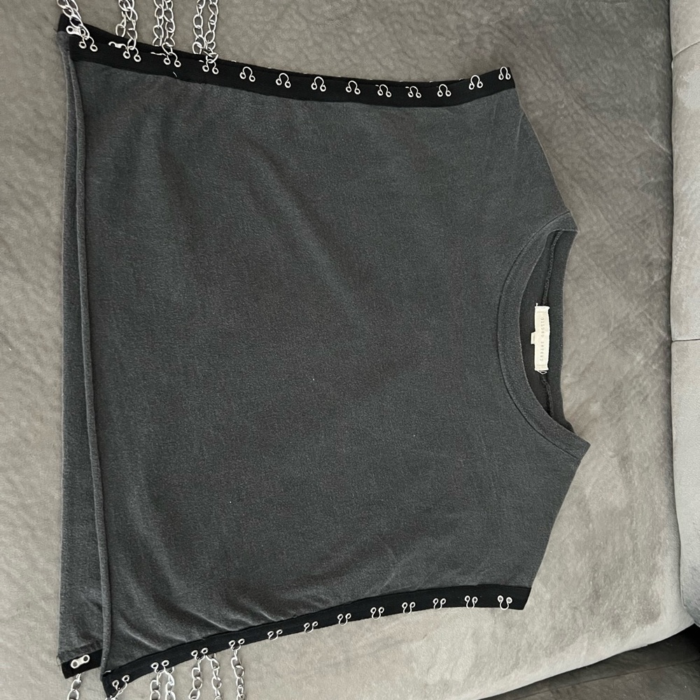 Black Sleeveless Top with Chain Detail